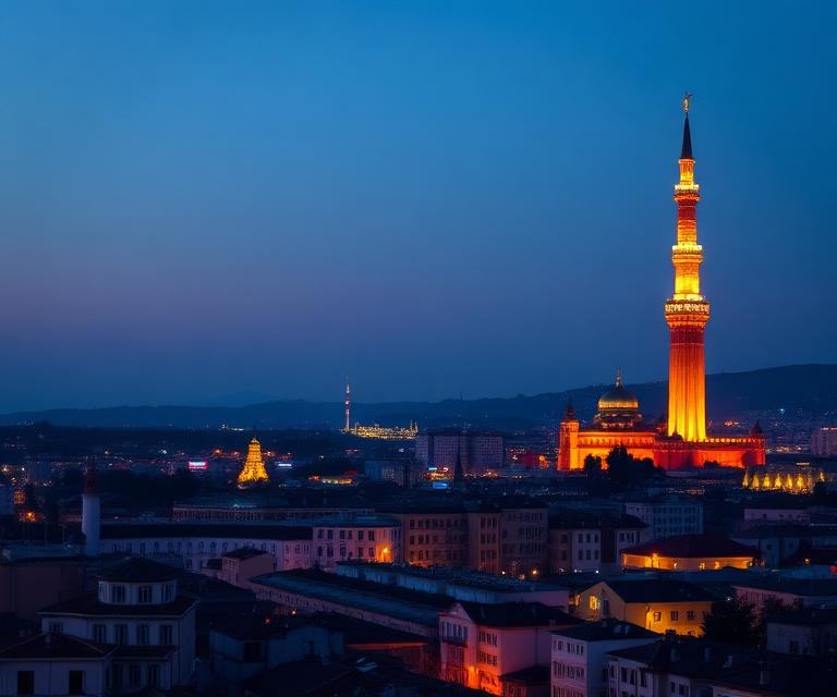 Baku Flame Towers at night