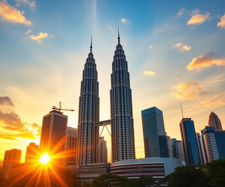 Petronas Towers Kuala Lumpur at sunset