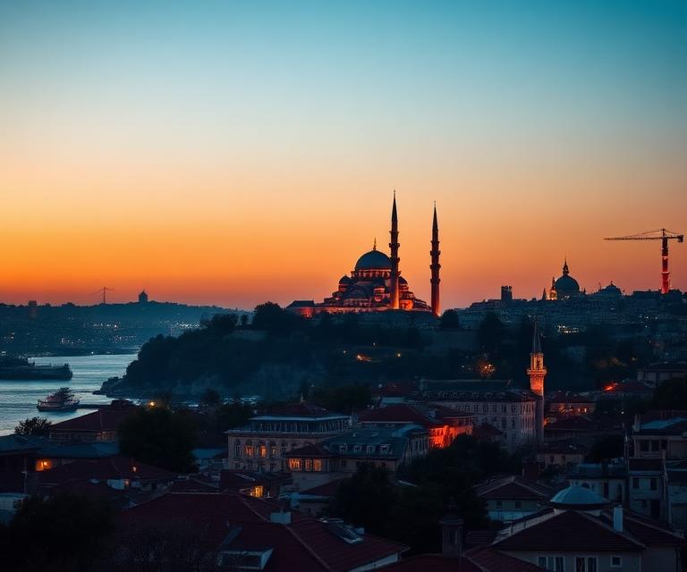 Istanbul skyline at dusk